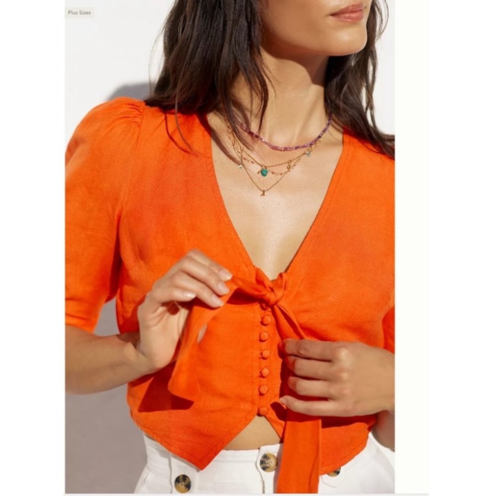NWT MAEVE Anthropologie Cropped Tie Front Top Size 12